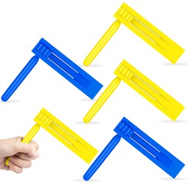 Demonwer 4 Pcs Mexicanas Noise Ratchet Blue and Yellow Spinning Rattle Ratchet Noise maker Traditional Wooden Matraca for Graduation Birthday Parties Football Games Sporting Events