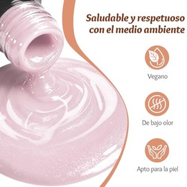 CHERIMOYA Esmalte en Gel Rosa Claro Glitter para Uñas 8m