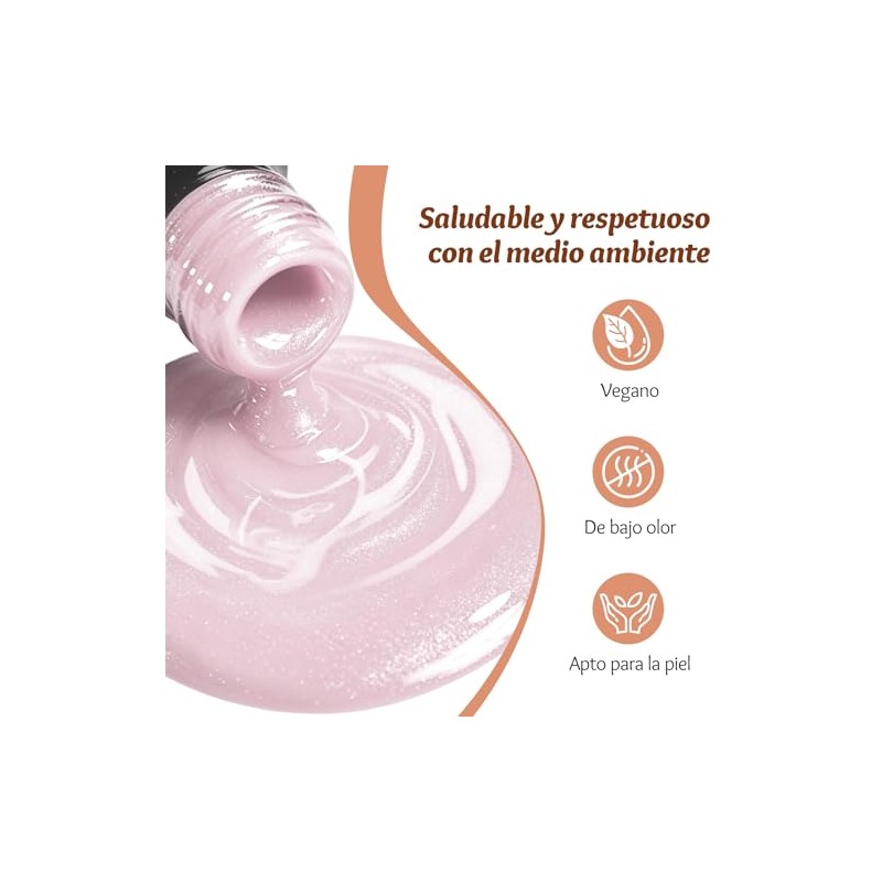 CHERIMOYA Esmalte en Gel Rosa Claro Glitter para Uñas 8m