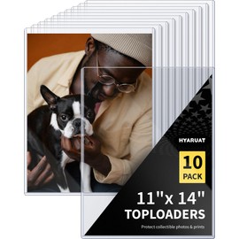 HYARUAT 11x14 Toploader - Durable Clear PVC Sheet Protectors, Semi Rigid Plastic Sleeves as Frame Alternatives for Pictures, Photos, and Prints (10-Pack)