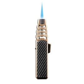 Navpeak Powerful Torch Lighter Stright Blue Flame Solar Beam Torch Lockable Windproof Jet Torch Refillable for Baking Kitchen Cook BBQ Candle Camping (Butane Not Included) (Black)