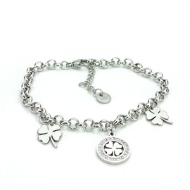 SAGA GIOIELLI® Women's Bracelet Four Leaf Clover Lucky Stainless Steel Gift Box