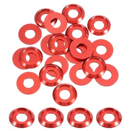 sourcing map M8 Cone Cup Countersunk Washers,Hole Dia 8mm/0.31" Aluminum Gaskets Cup Head Washer Gasket for Screw RC/FPV/PC/Drone/Mechanical Accessories Model Parts,Pack of 20 Pcs(Red)