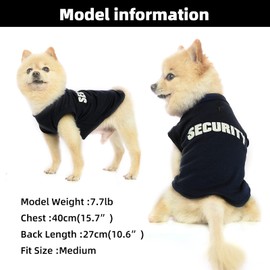 BINGPET Security Dog Shirt Clothes for Pet Puppy T-Shirts Dogs Costumes Cat Clothing Vest-Small