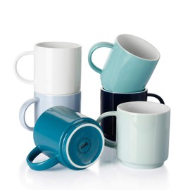 Sweese 616.003 Stackable Coffee Cups - 10 Ounce for Specialty Coffee Drinks, Cappuccino, Cafe Mocha, Latte and tea, Set of 6, Cool Assorted Colors