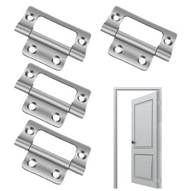 Nuqin Flush Hinges,2 Pairs (4 Unit) Flush Hinge,50 mm (2 inch) Hinges for Cupboard Doors Cabinets Dresser Wardrobes,Cabinet Cupboard Hinges