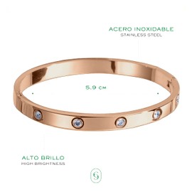 Clepsidra® Pulseras mujer de acero inoxidable. Brazalete ajustable uso diario. Regalos para mujer, pulseras para pareja. Joyeria para toda ocasion. Accesorios para mujer a la moda. (Ajustable, DIAMANTE, ROSADO)