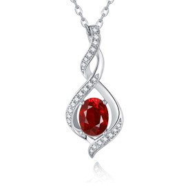 Leva Jewkis 925 Sterling Silver Gemstone Birthstone Necklace Infinity Pendant Jewellery Birthday Jewellery for Women Girls Mother 40 + 5 cm, Sterling Silver