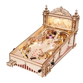 Rowood Wooden Puzzles 3D Pinball Machine Mechanical Model Wooden 3D Puzzles for Adults DIY Pinball Game Wooden Puzzle-Model Building Kits Christmas Birthday Gifts for Adult and 14+