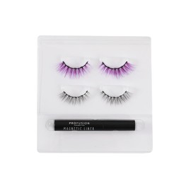 Profusion Cosmetics Star Child Moonlight 2 Pair Magnetic Lashes, Get Glamorous in Seconds with Quick Dry Magnetic Eyeliner Lash Set, Effortless Beauty for Beginners and Pros (Black & Purple)