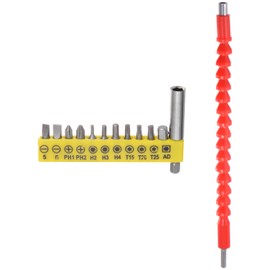 sourcing map Flexible Drill Bit Extension Kits, 13pcs Screwdriver Bit Set with Red Flexible Extension Bit Shaft