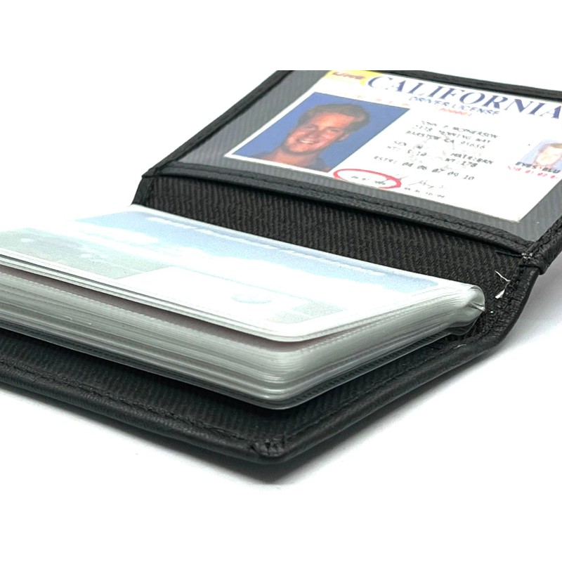 kelvinrolenleathercollection Genuine Leather Business Card Organizer Plastic Insert ID Credit