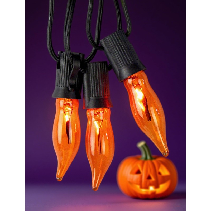 Halloween Orange Flicker Flame Light Bulbs, C18 Incandescent Replacement, 1