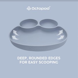 Abiie Octopod Baby Silicone Plates with Suction - Spill Proof, Easy to Clean - BPA-Free Bowl - Suction Plates for Baby and Toddler - Training & Feeding Divided Grip Dish (Pink Lavender)