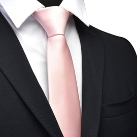 Branduce Blush Pink Tie Solid 6cm Skinny Ties for Men Silk Blend Slim Necktie for Wedding Business (TA12-28)