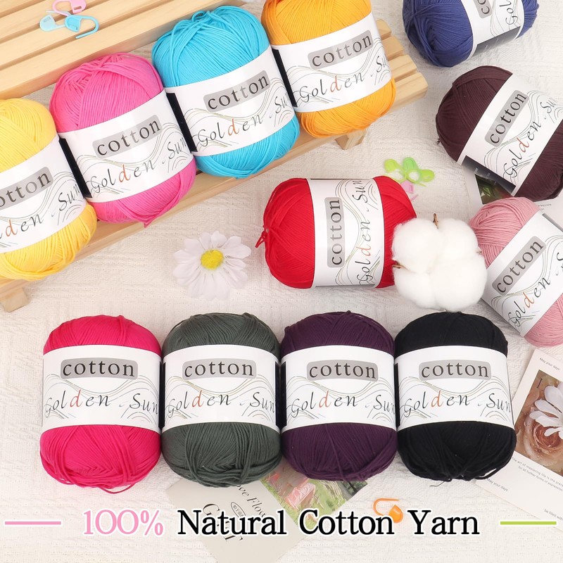 Katech 1OO% Cotton Yarn for Crocheting-12 * 45g/175yd, Baby Cotton
