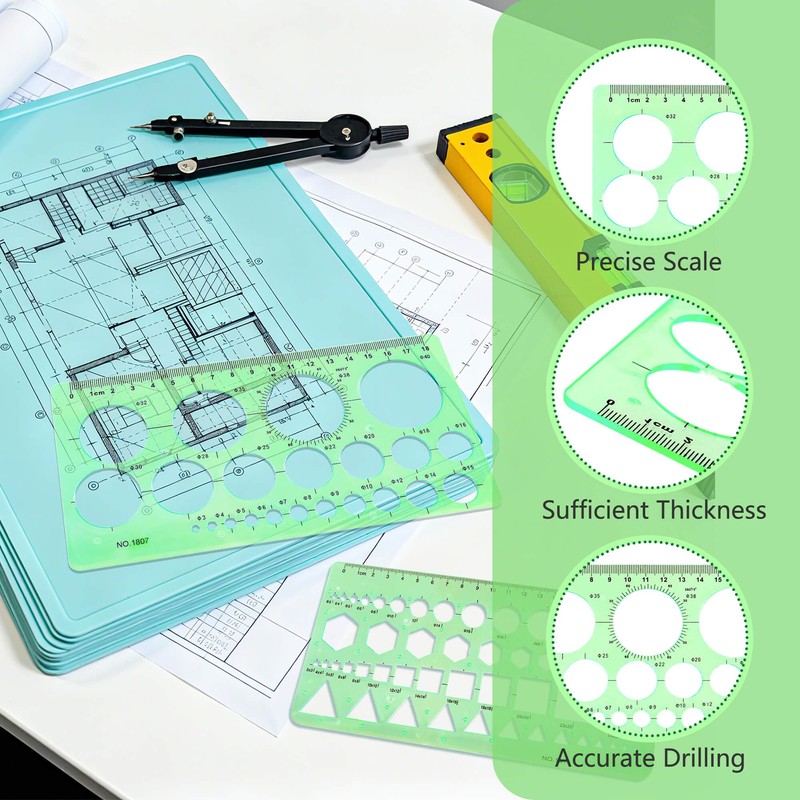 3PCS Circle Template，Plastic Circle Stencils, Geometric Circle Template for Drawing,