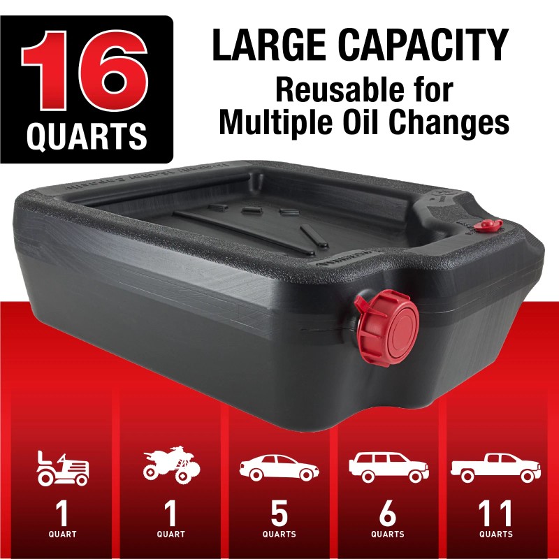 Hyper Tough Oil Change Drain Container 16 Quart Large Pan