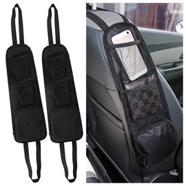 Figpade 2PCS Car Seat Organizer with 3 Car Net Pocket,Multi-Purpose Backseat Car Organizer Side Hanging Bag for Storage Coins,Phones,Glasses,Universal Car Front Seat Organizer Car Accessories (2PCS)