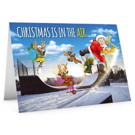 STREET SANTA - Push Scooter Christmas Card - Large A5 Card Size - Funny Humour - Made in the UK - For Son Daughter Grandson