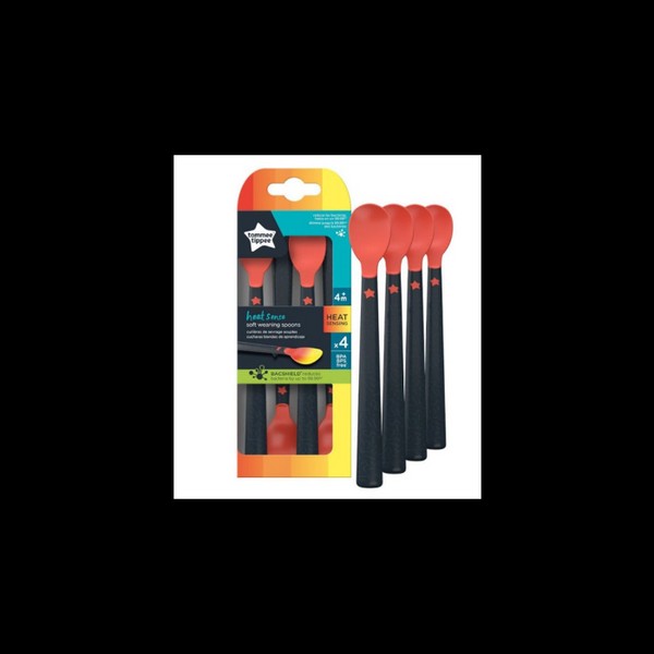 Tommee Tippee Heatsense Soft Weaning Spoon Black & Orange 4+m