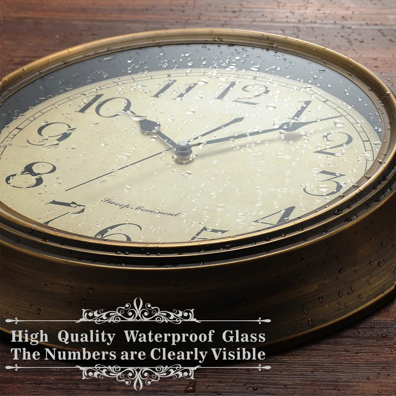 Plumeet Metal Wall Clock, 13'' Non Ticking Classic Silent Iron