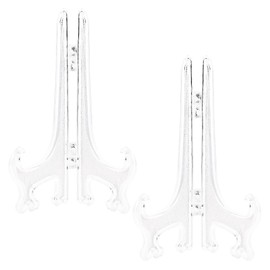 Funzhan 2pcs Clear Acrylic Easels Plastic Plate Stands Holders Fold Display Stand Picture Frame Photo Artwork Home Decoration - 10 Inch