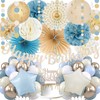 Dusty Blue Beige Champagne Women Birthday Decorations, Boho Neutral Boys
