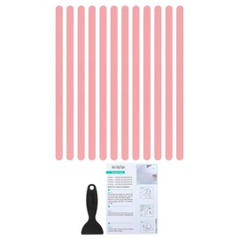 PATIKIL Bathtub Non Slip Stickers 14.96x0.79 Inch, 12 Pack Safety Shower Floor Anti Slip Stickers with Adhesive Decals Scraper for Bath Tub Shower Floor Stair, Pink