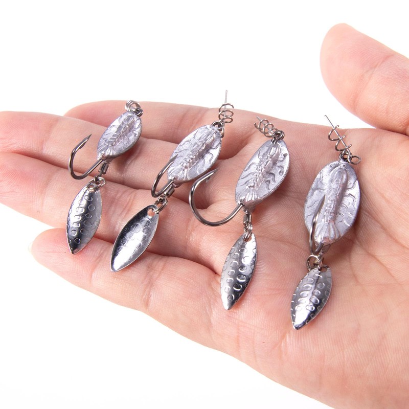 Alwonder 5-Pack Weighted Swimbait Hooks with Underspin, Pin Spring Fishing