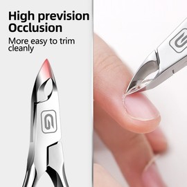 Cuticle Trimmer 3/4 Jaw Extremely Sharp Cuticle Nippers Scissors Stainless Steel Clippers Cutter Remover Pedicure Manicure Nail Tool, cuticle pusher (Cuticle Nippers+Cuticle Pushers/Silver-S)
