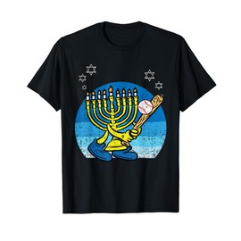 Menorah Baseball Player Hanukkah Chanukah Jewish Holiday T-Shirt