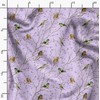 Soimoi Purple Moss Georgette Fabric Leaves & Flowerpecker Bird Print