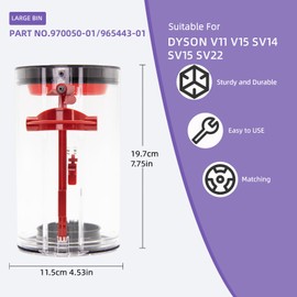 Gloate Dust Bin Replacement for Dyson V11 V15 SV14 SV15 SV22 Vacuum Cleaner, Large Dirt Cup Container Dustbin Basket for Dyson No.970050-01, 965443-01