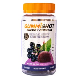 GummiShot Energy Gummies, 2475mg of Plant-Based Caffeine Chews per Bottle, Long Lasting Energy Boosters, Elderberry (33ct)
