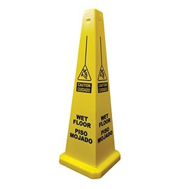 Cortina Lamba 36" Cone 'Wet Floor' English/Spanish, 03-600-09, Yellow