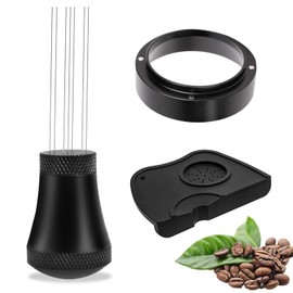 3PC Espresso Machine Accessories, Coffee Tamper Set Including 0.35mm WDT Tools,51mm Magnetic Espresso Dosing Funnel,Silicone Coffee Tamper Mat