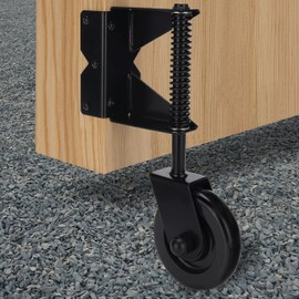 Gate Wheel Spring-Loaded Gate Caster Kit for Wooden PVC Fences, Heavy Duty Gate Helper Wheel, Outdoor Rolling Fence Gate Support Wheel Rollers Kit, 4.3-Inch, Black (Right)