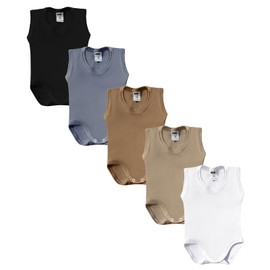 MEA BABY Unisex Baby Underarm Bodysuit Made of 100% Cotton, Pack of 5, White Baby Bodysuit for Girls, Baby Bodysuit White for Boys, Boys.