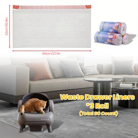 60 Count Cat Litter Replaced Waste Bags Liners for Neakas M1 Petpivot Autoscooper 11 Open-Top Self-Cleaning Cat Litter Box, Disposable Pet Wast Bags with Drawstring Heavy Duty Leak-proof