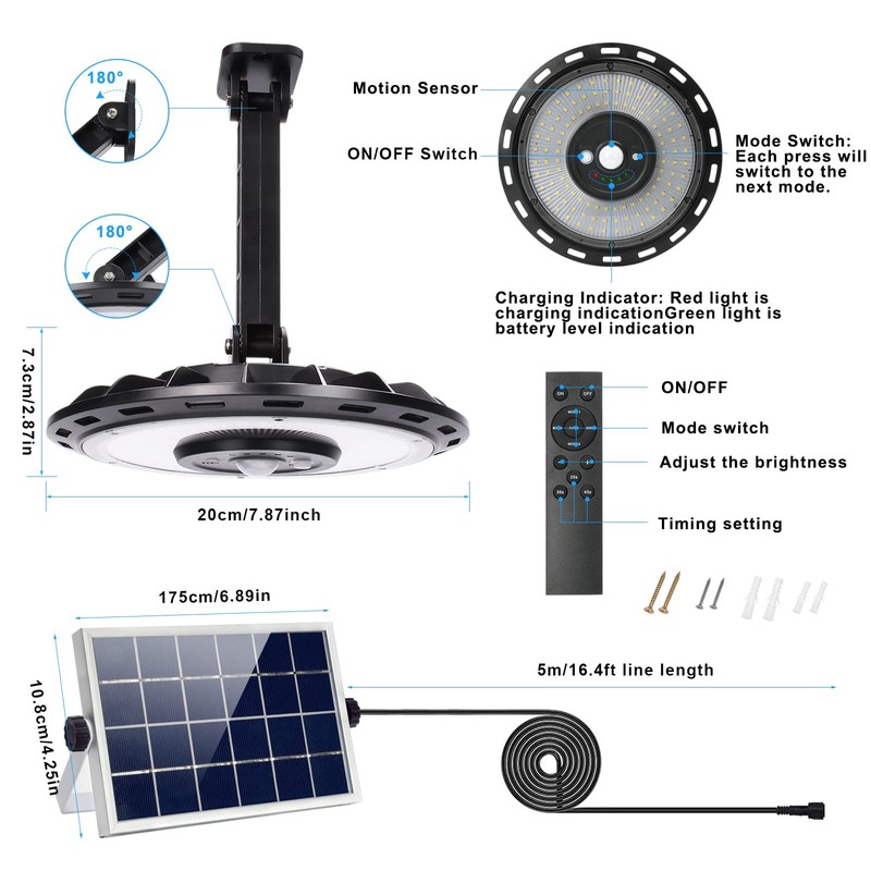 INDARUN Solar Shed Light Up to 3000LM, Outdoor Indoor Motion