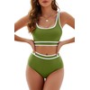Bikini de cintura alta para mujer, estilo deportivo, estilo arcoíris,