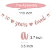WEIANDBO 50 Years Loved Rose Gold Glitter Banner,Pre-Strung,50th Birthday
