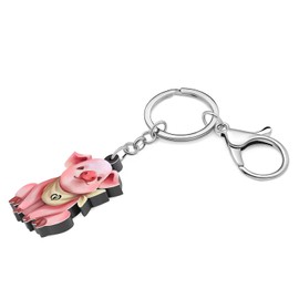 YINYA Acrylic Cute Pig Keychain Farm Animals Car Key Keyring Bag Jewelry for Women Teens Girls Charms Party Gifts Accessories (Cherry)