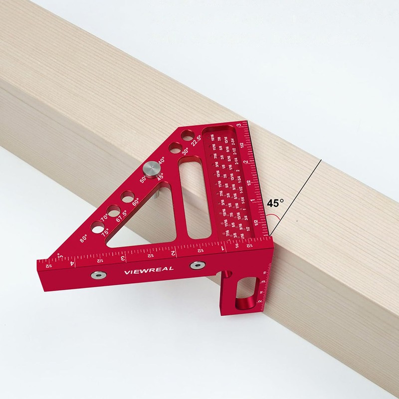 Carpenter Square Hole Scribing Ruler 45 90 Degree Aluminum Alloy