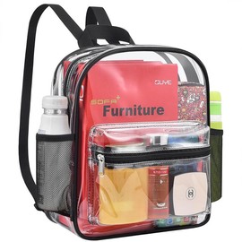 Clear Backpack for Stadium Events, 12x11x4.5 Inch Small Clear Backpack for Concert Festival Sports Outdoor - Black - Color: White