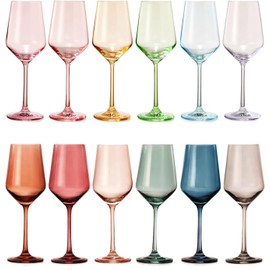 Khen Colored Crystal Wine Glass | Set of 2 | Large Stemmed 12 oz Glasses, Great for all Occasions & Special Celebrations Italian Style Tall Drinkware for Red & White Dinner Glassware (Cranberry Red)