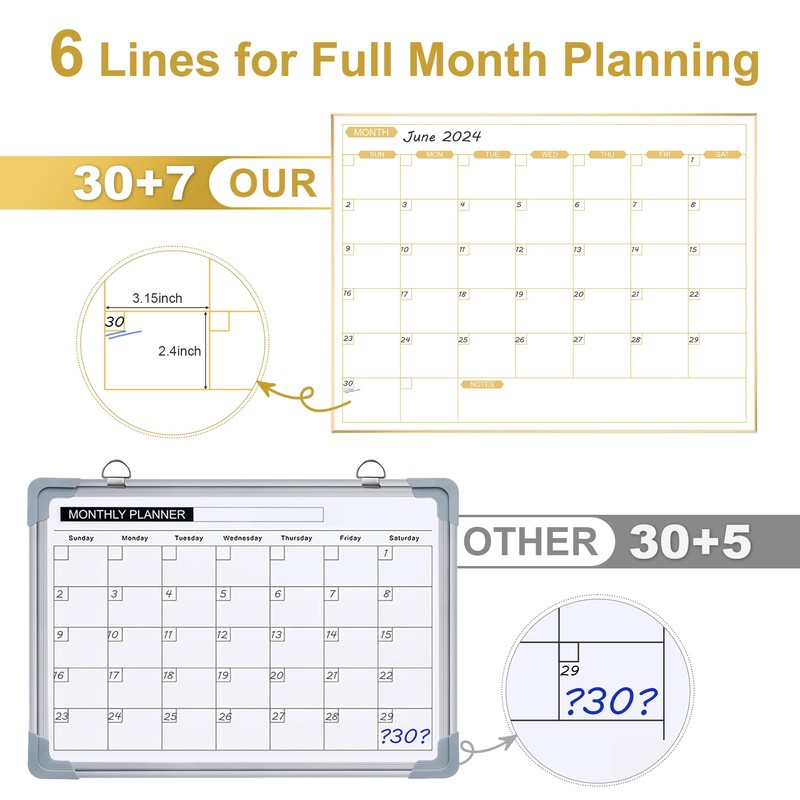 ARCOBIS Monthly Calendar Whiteboard, 36" x 24" Magnetic Dry Erase