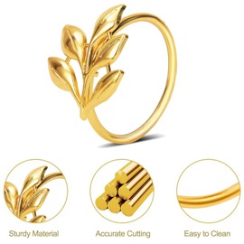 20 Stück Serviettenringe Gold,Servietten Ringe mit Perlen,Servietten Ringe Blatt Set,Metall Serviettenring Halter,Schnallen Weidenblattform für Tischdekoration(Gold, Weiß)