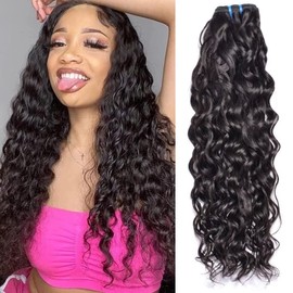 Water Wave Human Hair Bundles, Human Hair, Brazilian Real Hair Wefts, Curly, Curly Bundles, Single Weave Bundles, Human Hair, Natural Black Colour, 100 g, 18 Inches
